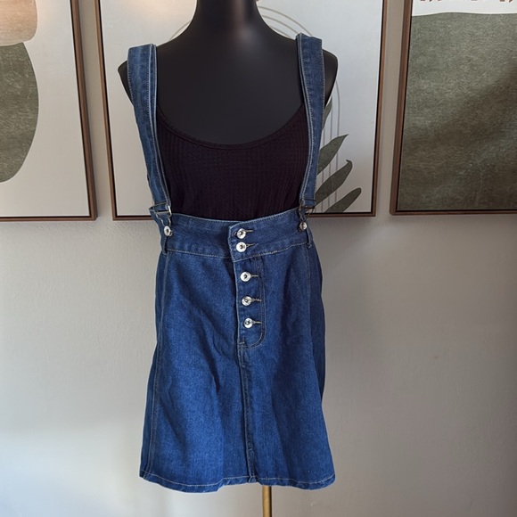Denim Blue Skirt with Suspenders - Picture 1 of 7